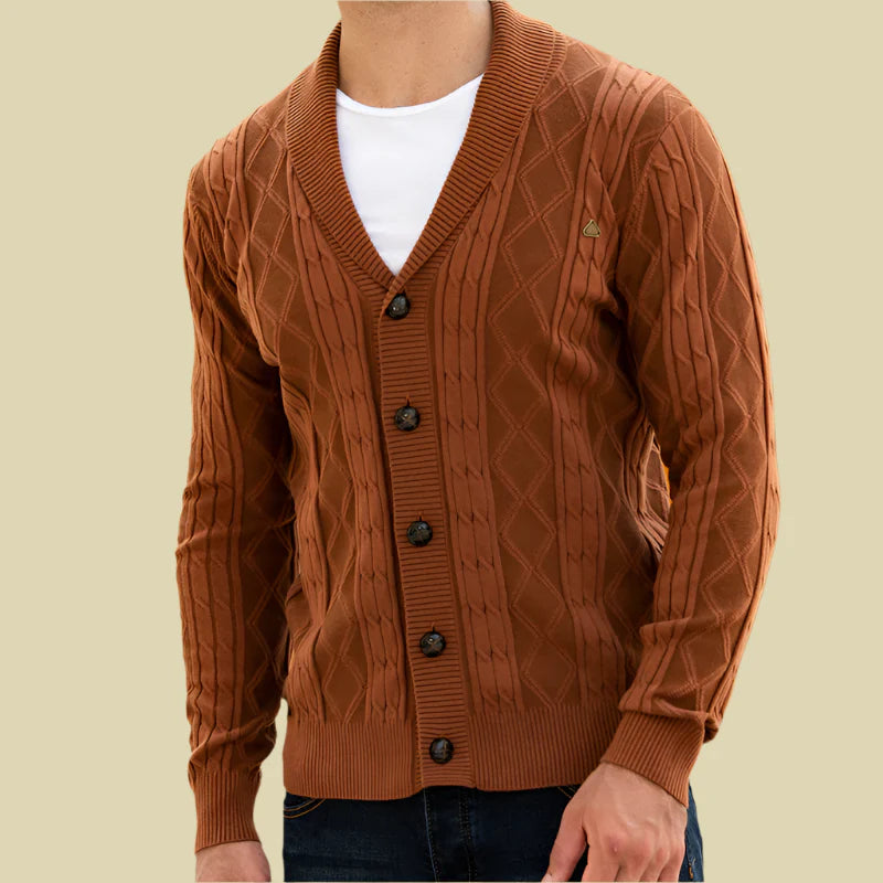 Cardigan da uomo in maglia con motivo geometrico