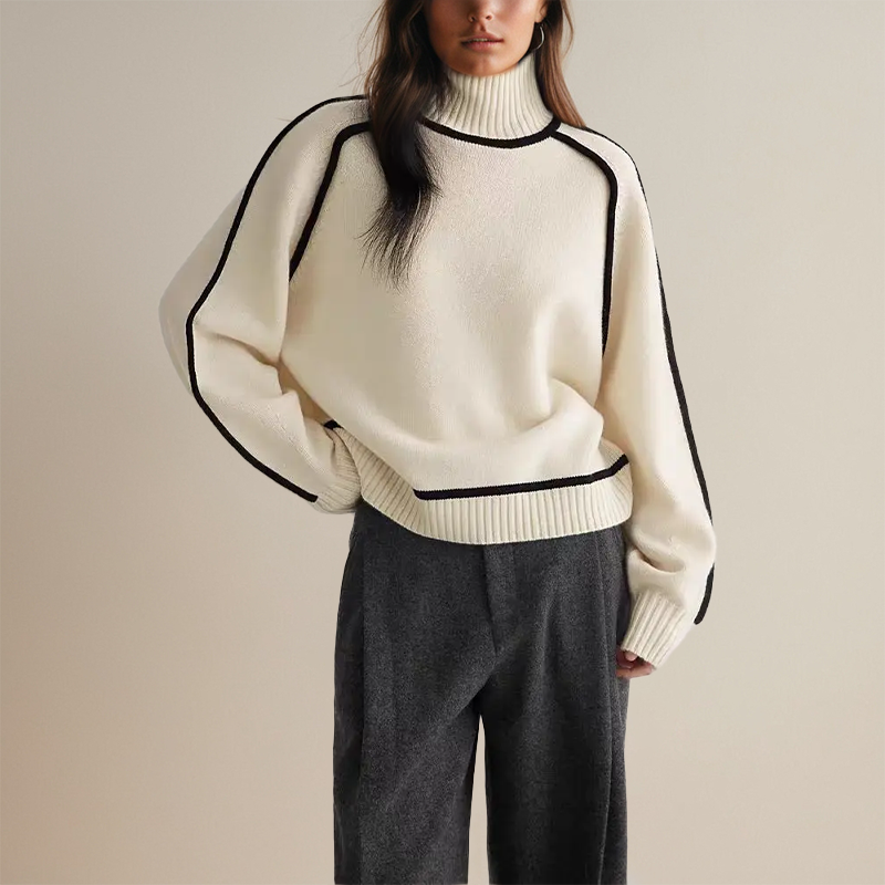 Maglione dolcevita oversize da donna in raffinata maglia morbida