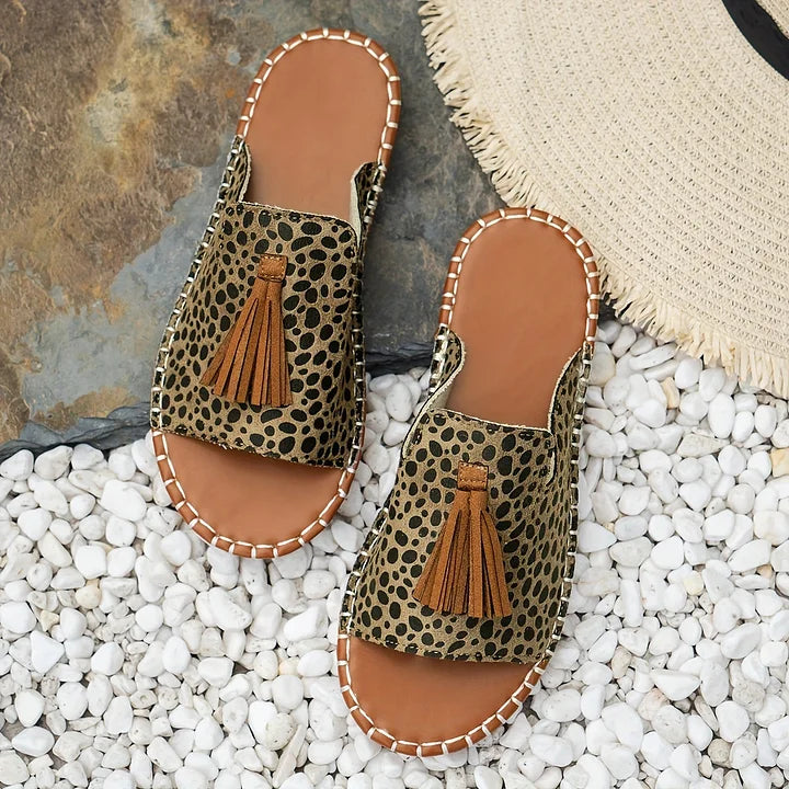 Sandali vintage bohémien con frange da donna