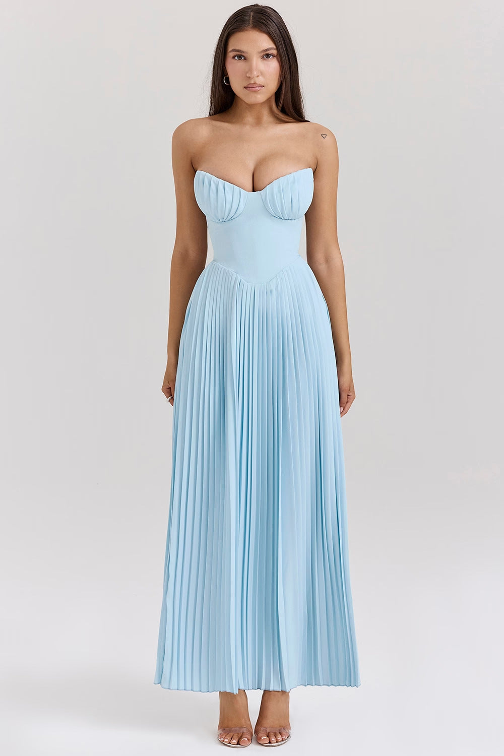 Maxi abito da donna con scollo a cuore e senza spalline