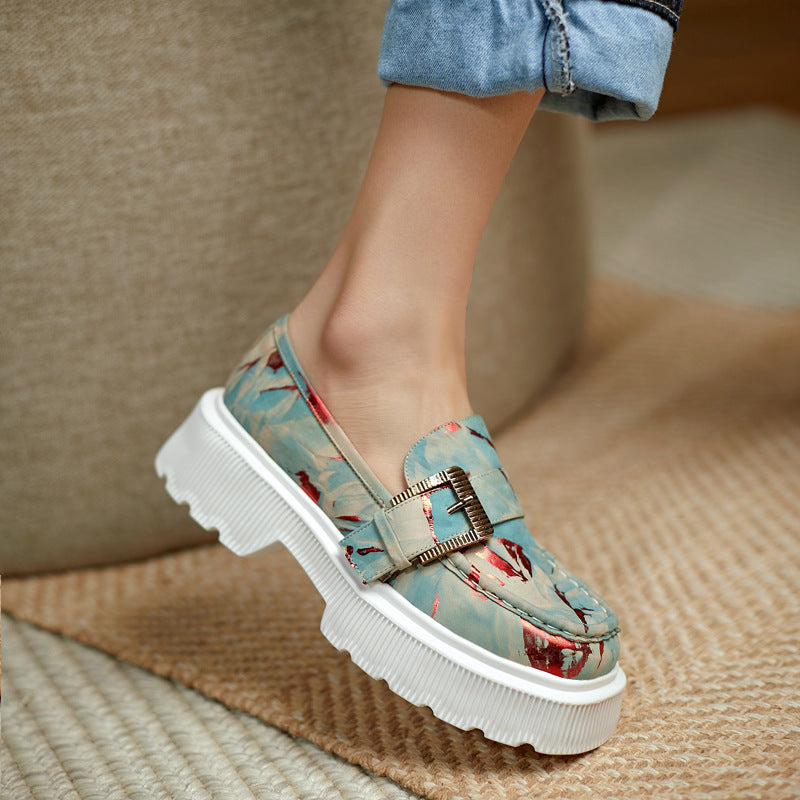 Scarpe con plateau in pelle da donna con fibbia | Perfette per primavera e autunno