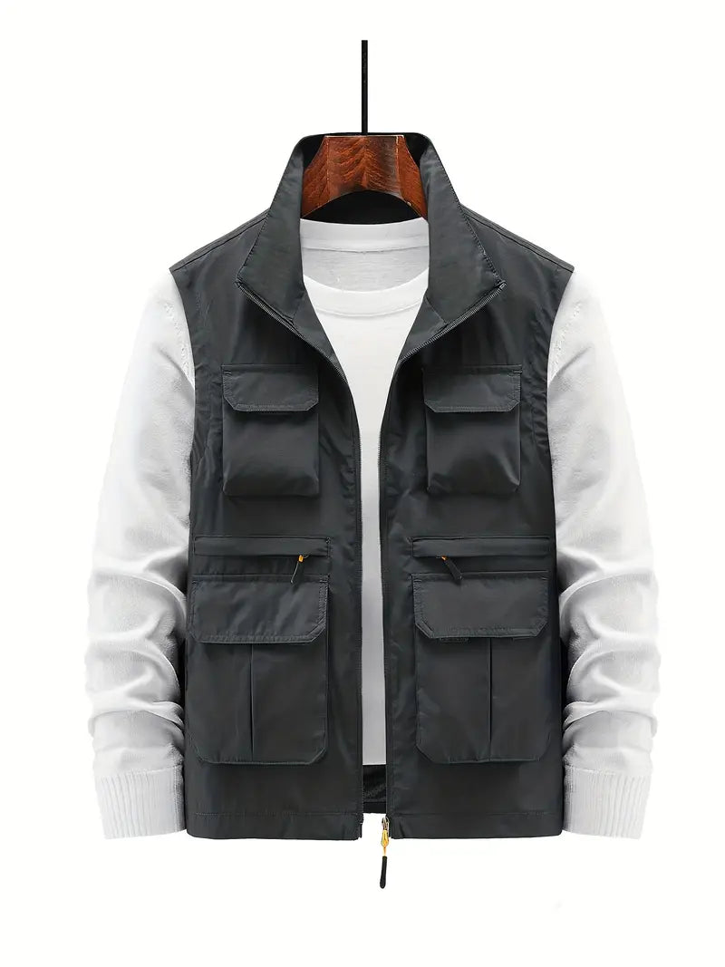Gilet da uomo con zip multi-tasche