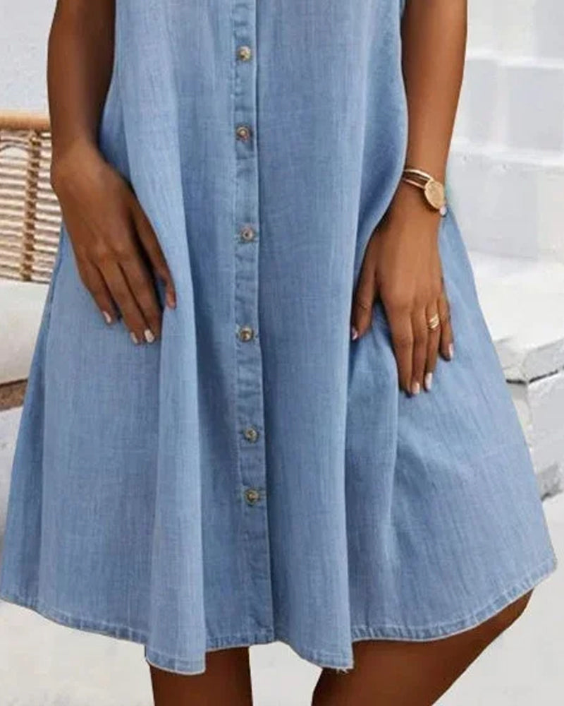 Abito midi da donna con colletto a revers e bottoni