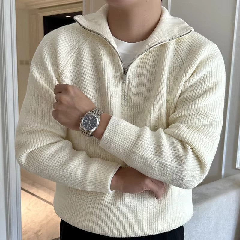 Maglione da uomo in cotone a coste con cerniera a un quarto: comfort senza tempo e stile moderno