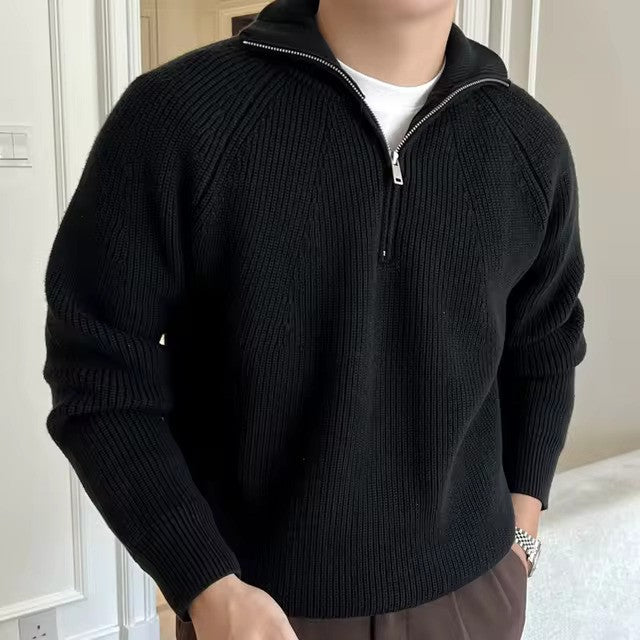 Maglione da uomo in cotone a coste con cerniera a un quarto: comfort senza tempo e stile moderno