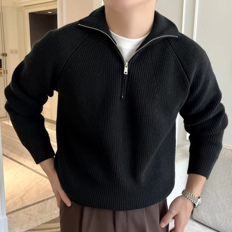 Maglione da uomo in cotone a coste con cerniera a un quarto: comfort senza tempo e stile moderno