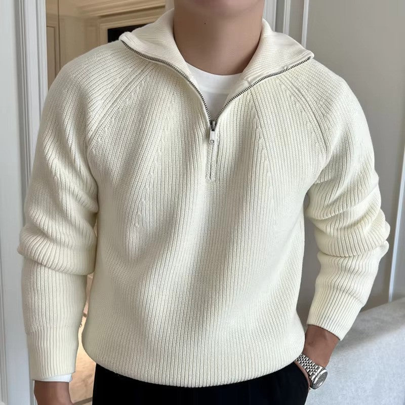 Maglione da uomo in cotone a coste con cerniera a un quarto: comfort senza tempo e stile moderno
