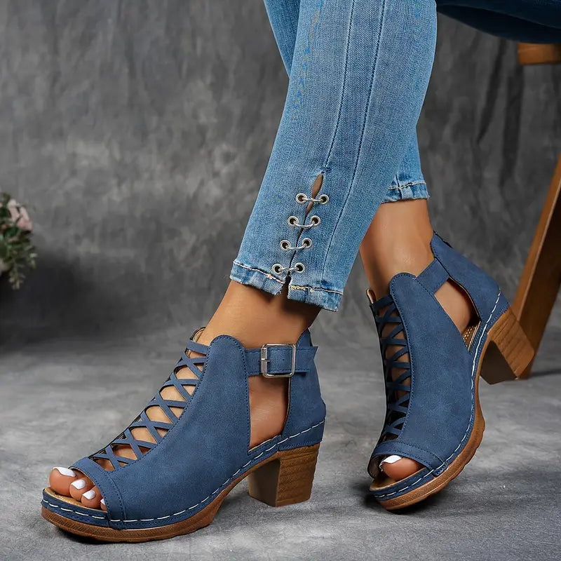 Sandali eleganti con punta aperta e fibbia da donna - Scarpe estive leggere, comode e di alta qualità