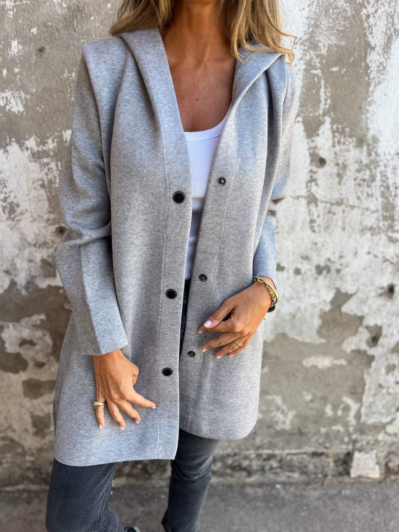 Cardigan con Cappuccio e Bottoni Casual da Donna - Comfort e Stile