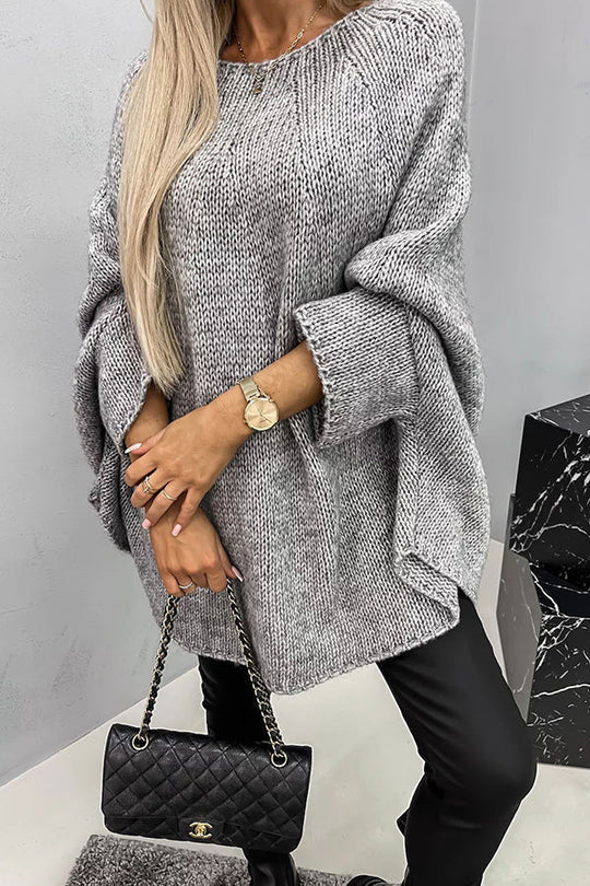 Maglione invernale oversize con scollo rotondo da donna