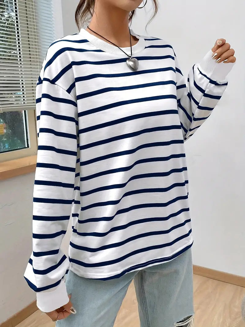 Felpa casual a righe da donna