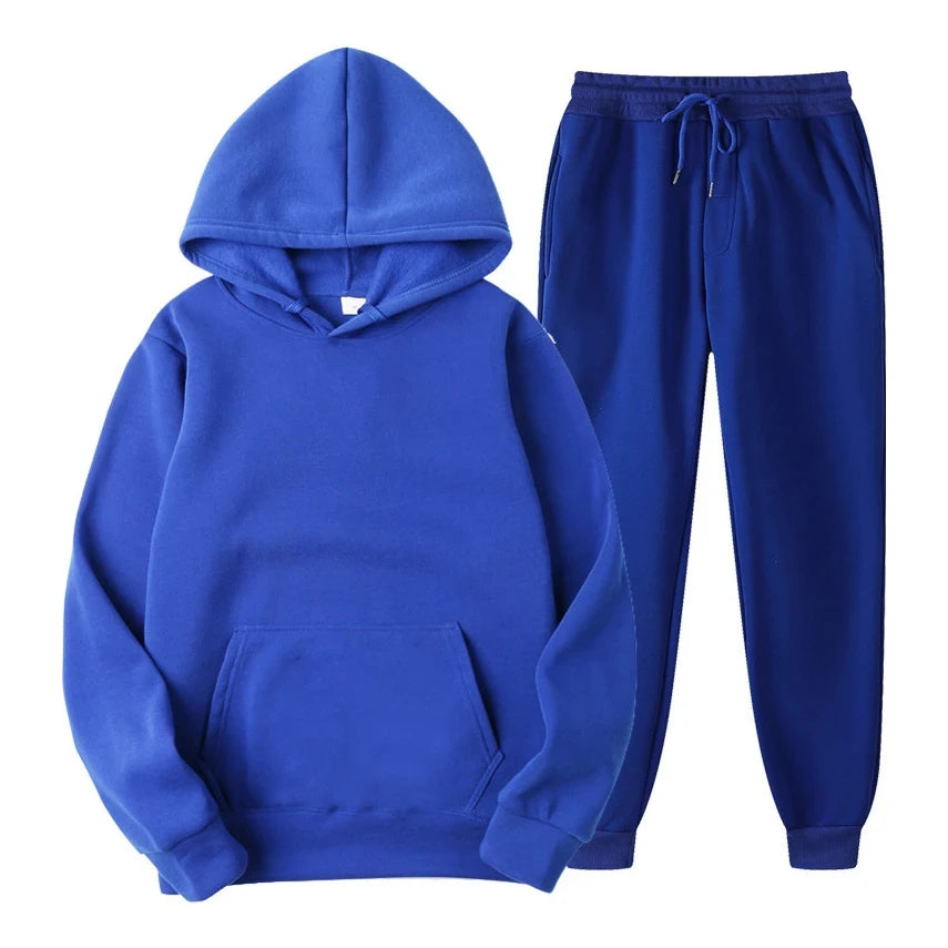 Completo da jogging casual ed elegante da uomo - Felpa con cappuccio e pantaloni coordinati