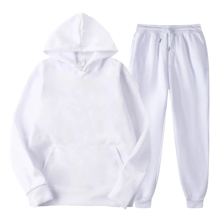 Completo da jogging casual ed elegante da uomo - Felpa con cappuccio e pantaloni coordinati