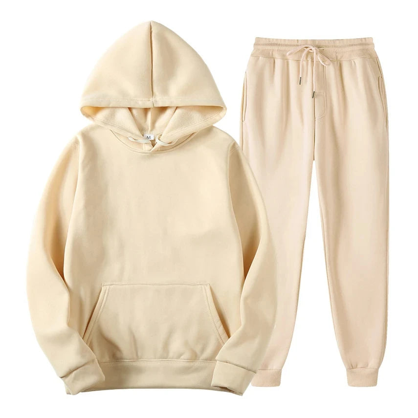 Completo da jogging casual ed elegante da uomo - Felpa con cappuccio e pantaloni coordinati