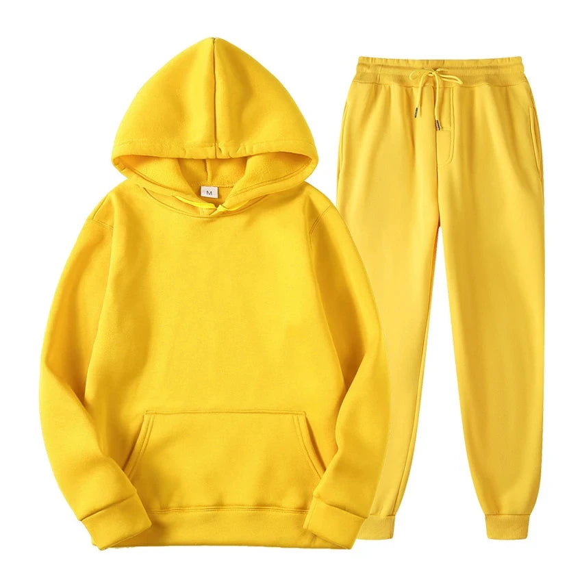 Completo da jogging casual ed elegante da uomo - Felpa con cappuccio e pantaloni coordinati