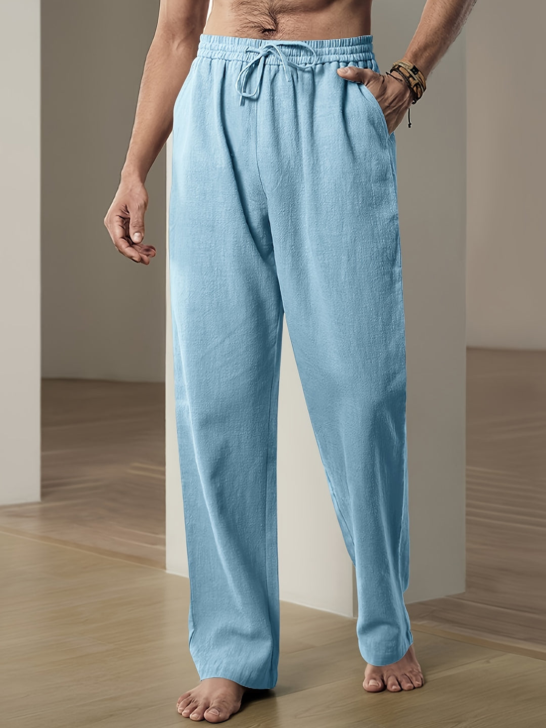Pantaloni uomo in lino estivi – comfy fit con coulisse elastica