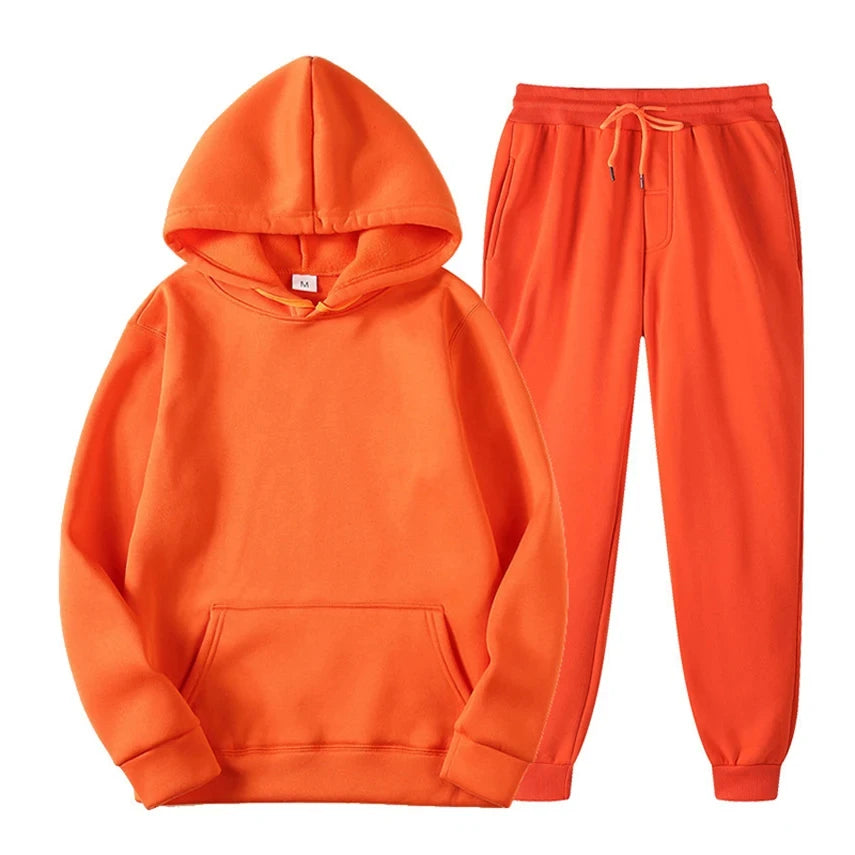 Completo da jogging casual ed elegante da uomo - Felpa con cappuccio e pantaloni coordinati
