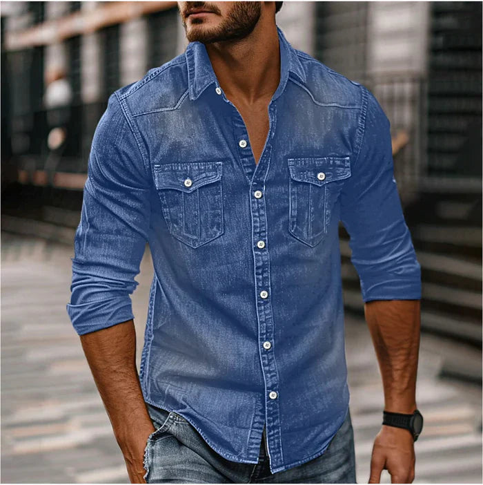 Camicia in denim slim moderna da uomo - Elegante stile ruvido