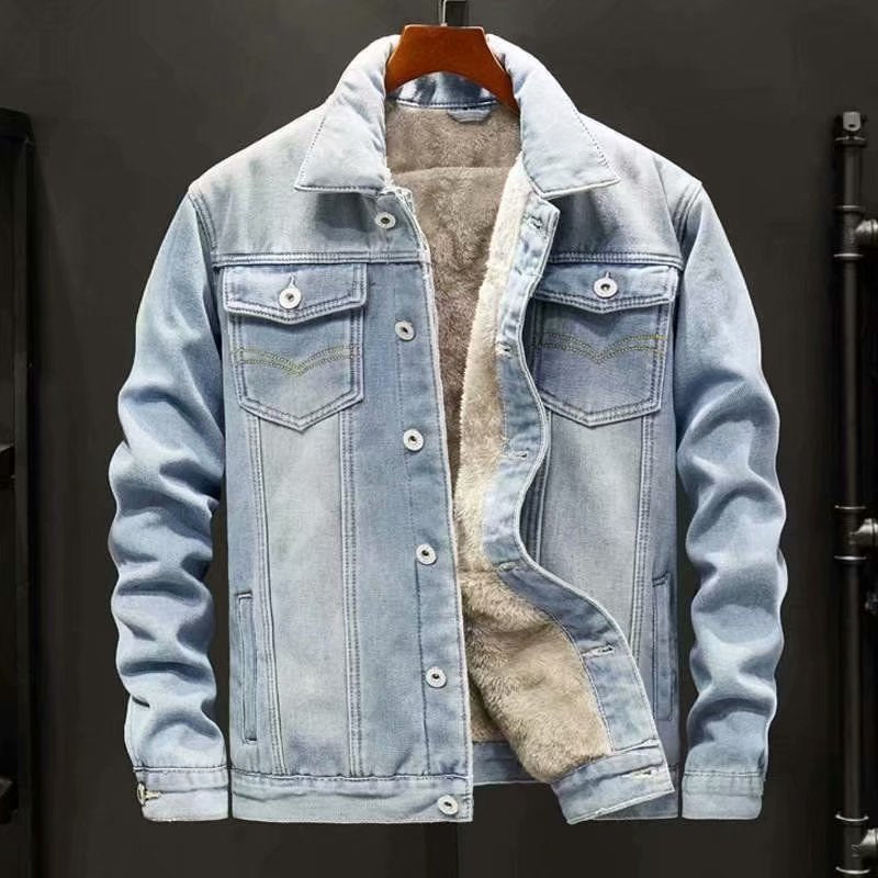 Giacca in denim robusto di alta qualità da uomo - stile elegante e confortevole