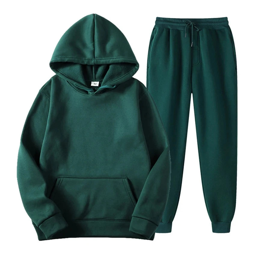 Completo da jogging casual ed elegante da uomo - Felpa con cappuccio e pantaloni coordinati