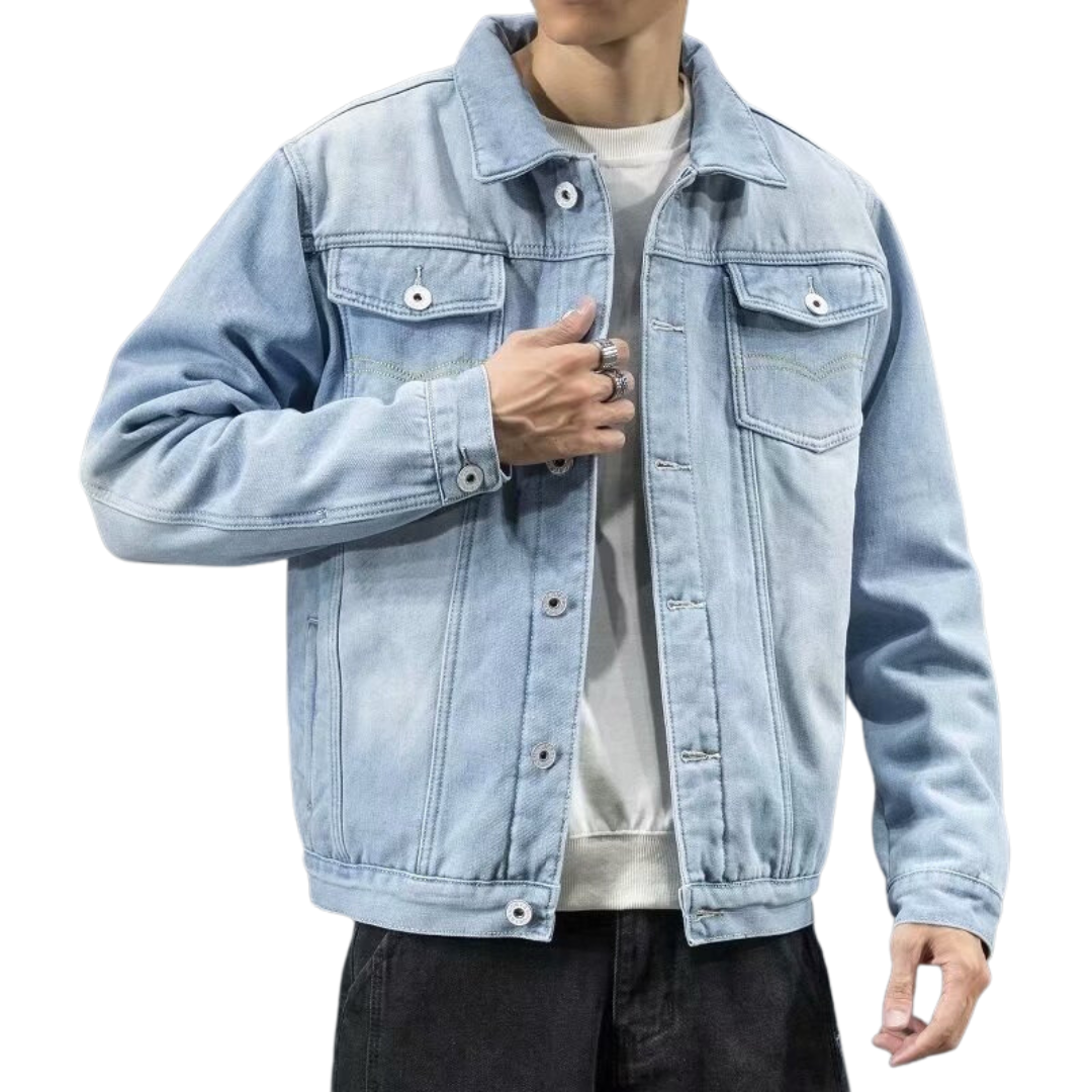 Giacca in denim robusto di alta qualità da uomo - stile elegante e confortevole