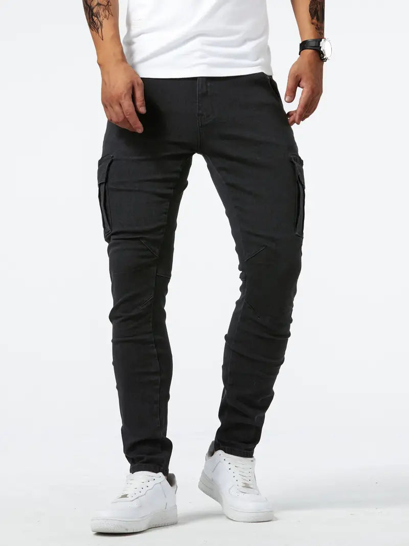 Jeans cargo da uomo | Vestibilità slim | Multitasche ed elasticizzati | Stile casual urbano