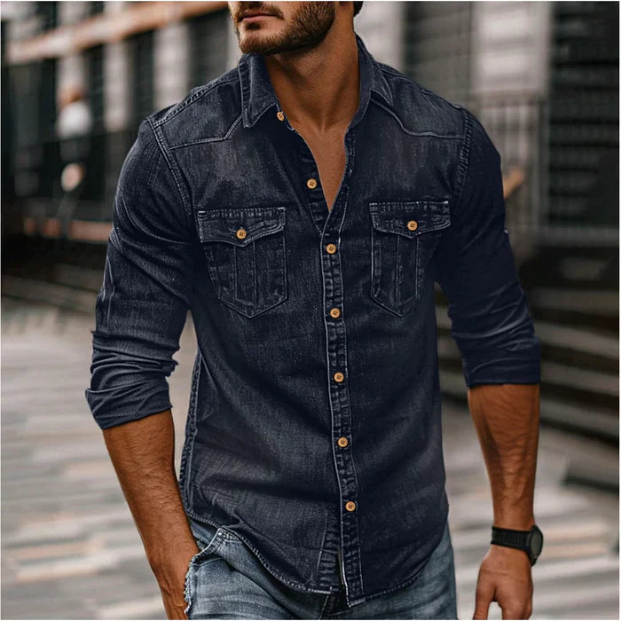 Camicia in denim slim moderna da uomo - Elegante stile ruvido