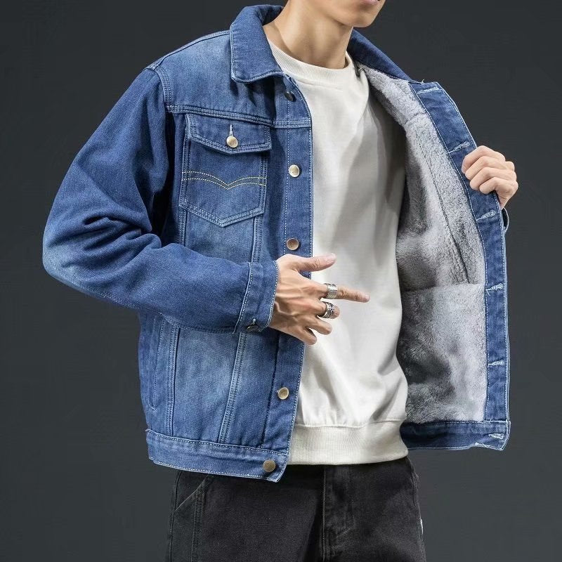 Giacca in denim robusto di alta qualità da uomo - stile elegante e confortevole
