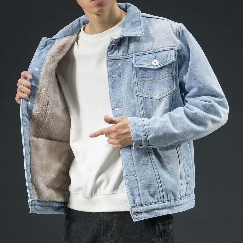 Giacca in denim robusto di alta qualità da uomo - stile elegante e confortevole