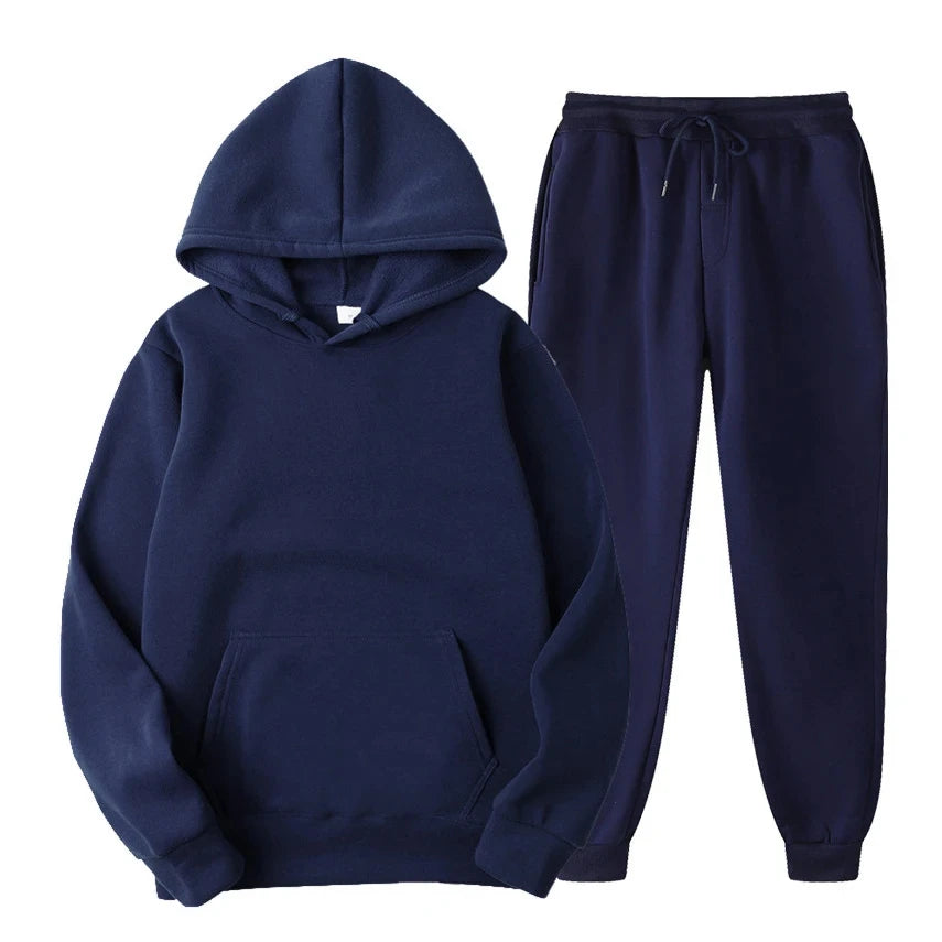 Completo da jogging casual ed elegante da uomo - Felpa con cappuccio e pantaloni coordinati