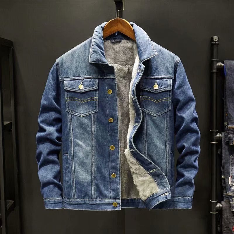 Giacca in denim robusto di alta qualità da uomo - stile elegante e confortevole