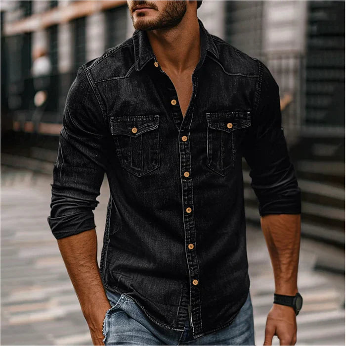 Camicia in denim slim moderna da uomo - Elegante stile ruvido