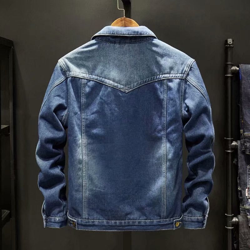 Giacca in denim robusto di alta qualità da uomo - stile elegante e confortevole