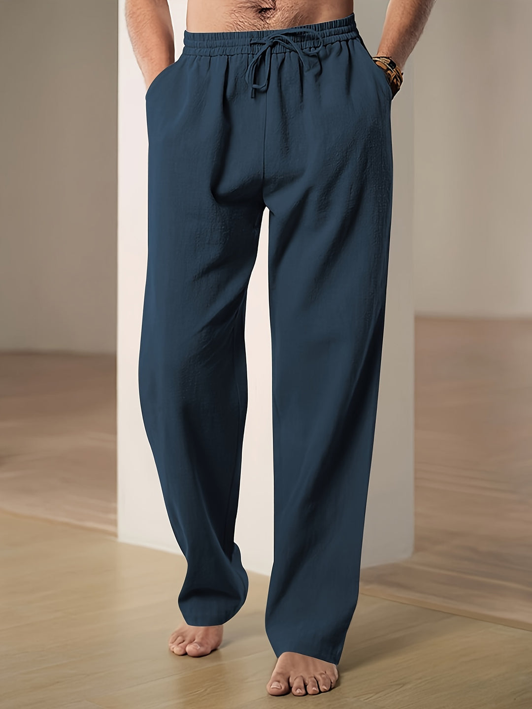 Pantaloni uomo in lino estivi – comfy fit con coulisse elastica