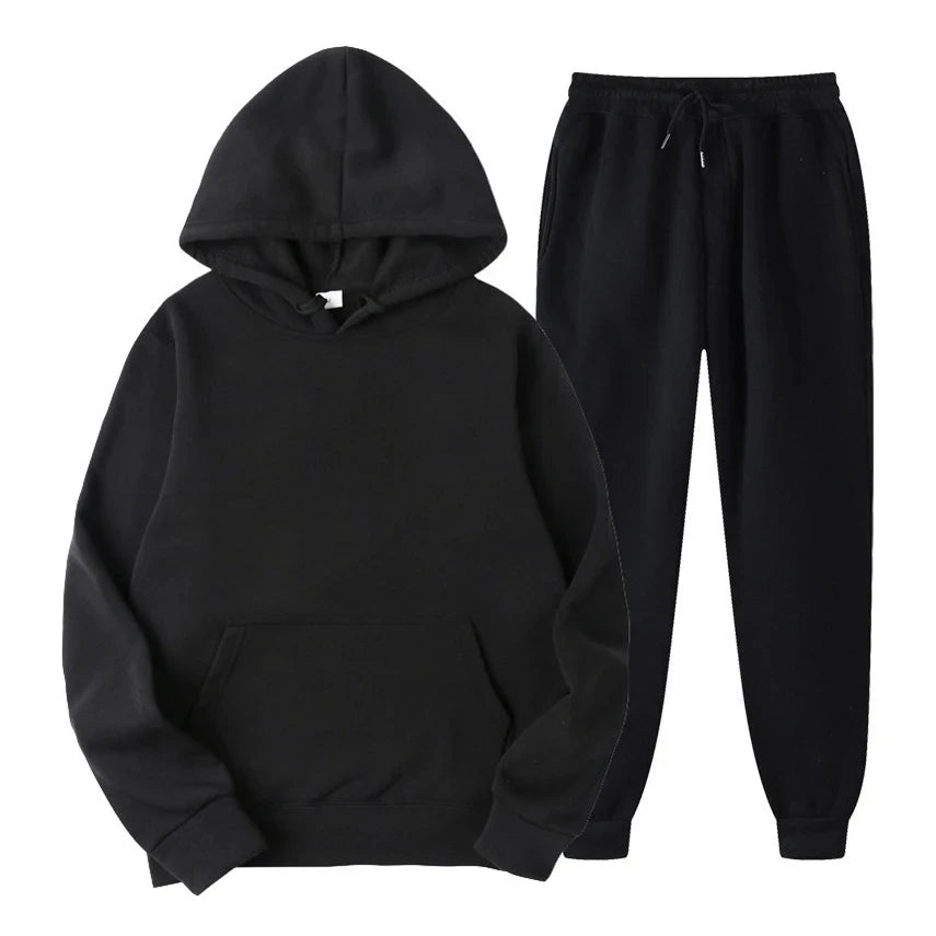 Completo da jogging casual ed elegante da uomo - Felpa con cappuccio e pantaloni coordinati