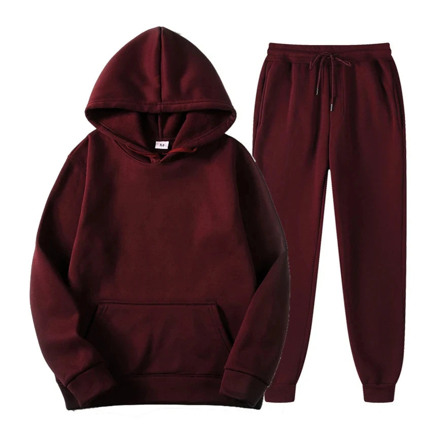 Completo da jogging casual ed elegante da uomo - Felpa con cappuccio e pantaloni coordinati