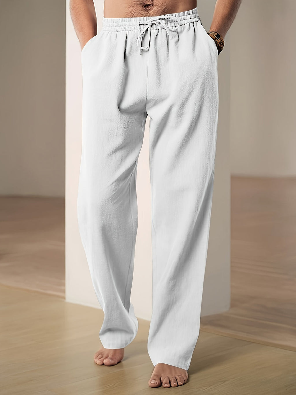 Pantaloni uomo in lino estivi – comfy fit con coulisse elastica