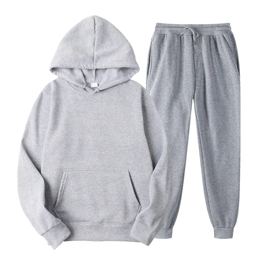 Completo da jogging casual ed elegante da uomo - Felpa con cappuccio e pantaloni coordinati