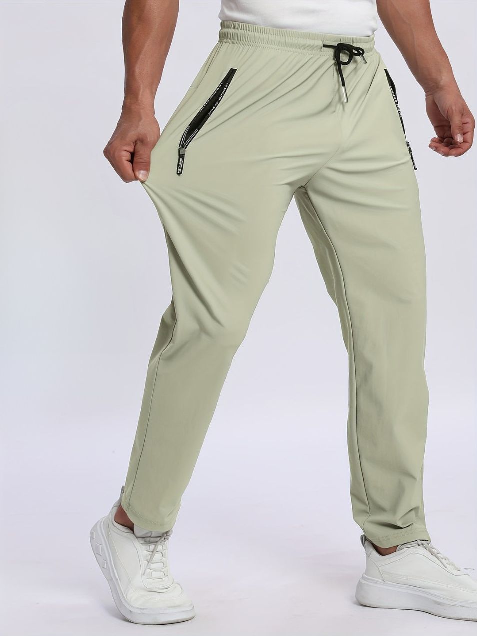 Pantaloni uomo elasticizzati – pantalon sportivo con tasche zip