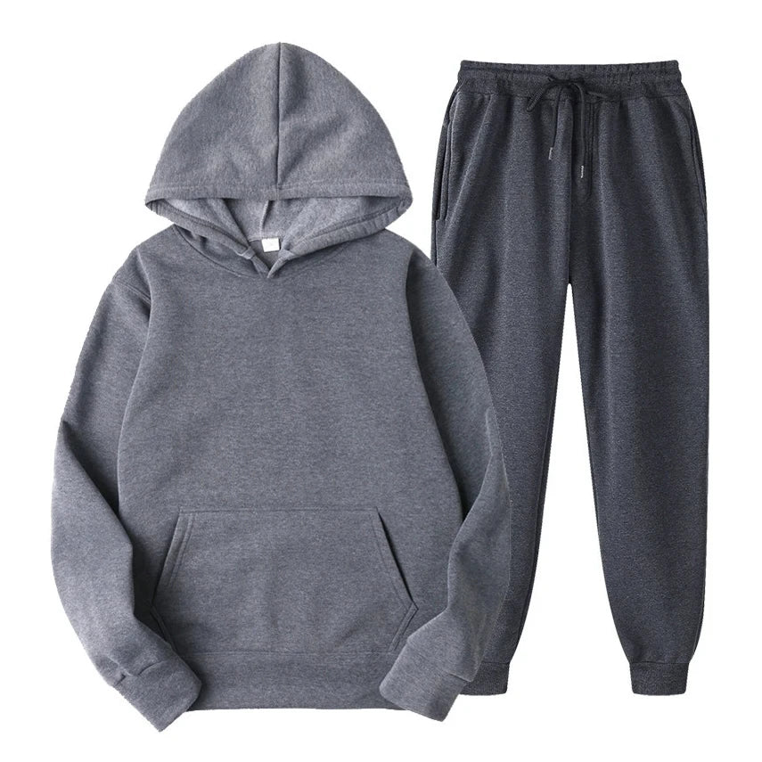 Completo da jogging casual ed elegante da uomo - Felpa con cappuccio e pantaloni coordinati