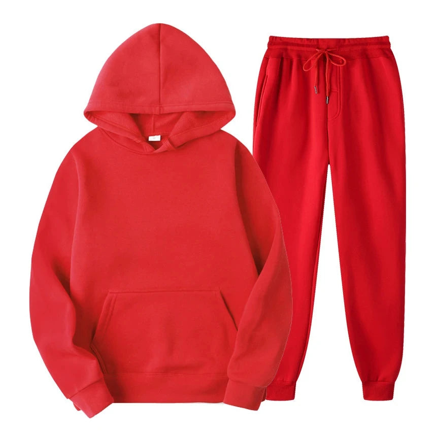 Completo da jogging casual ed elegante da uomo - Felpa con cappuccio e pantaloni coordinati