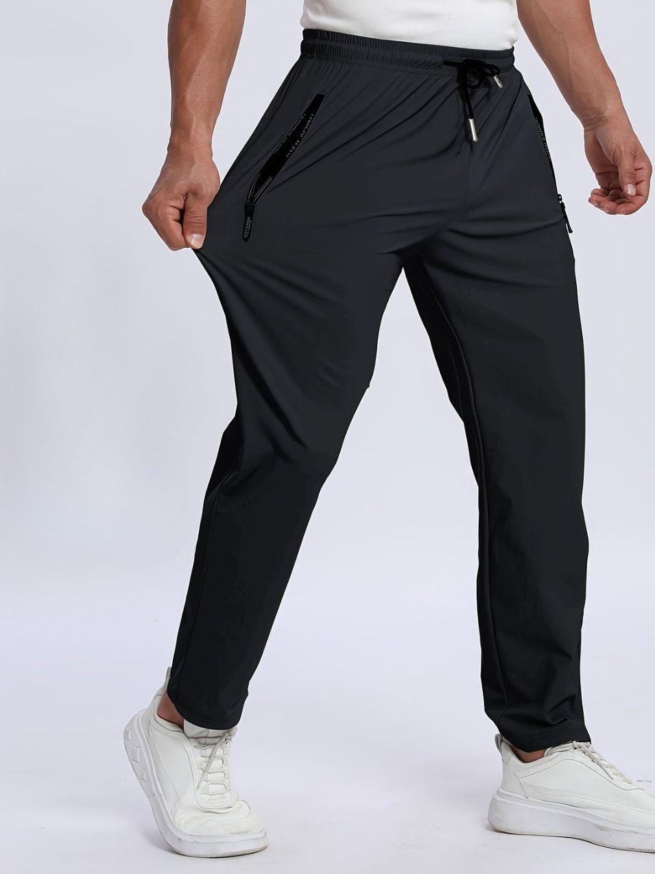 Pantaloni uomo elasticizzati – pantalon sportivo con tasche zip