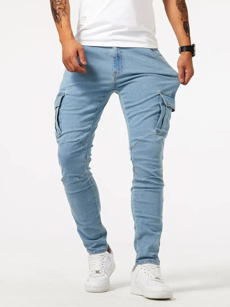 Jeans cargo da uomo | Vestibilità slim | Multitasche ed elasticizzati | Stile casual urbano