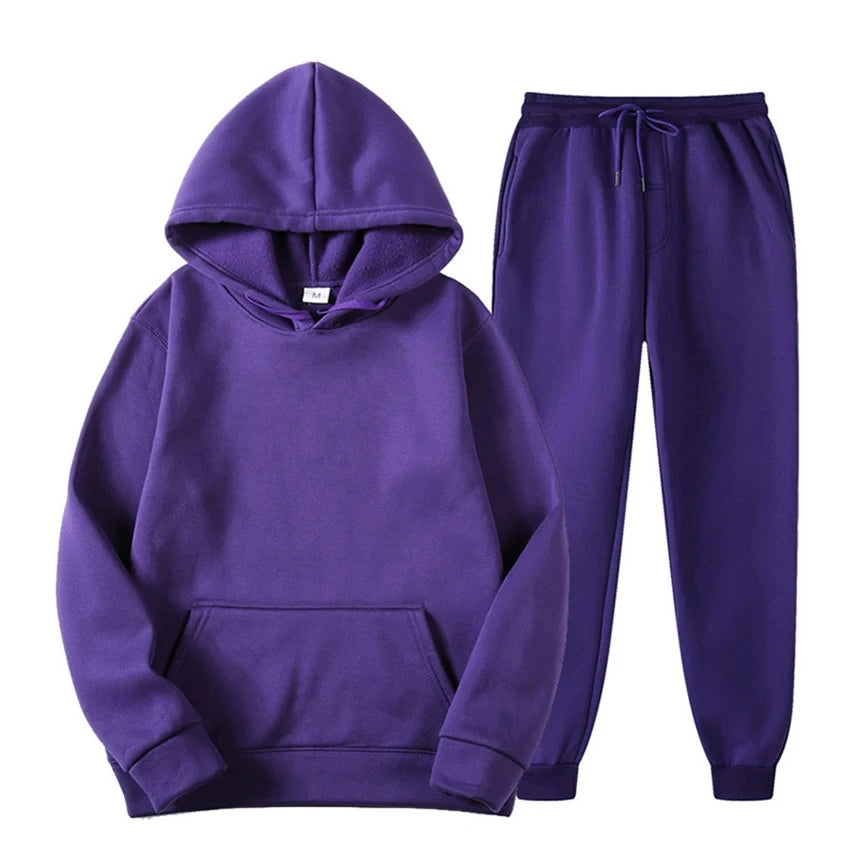 Completo da jogging casual ed elegante da uomo - Felpa con cappuccio e pantaloni coordinati