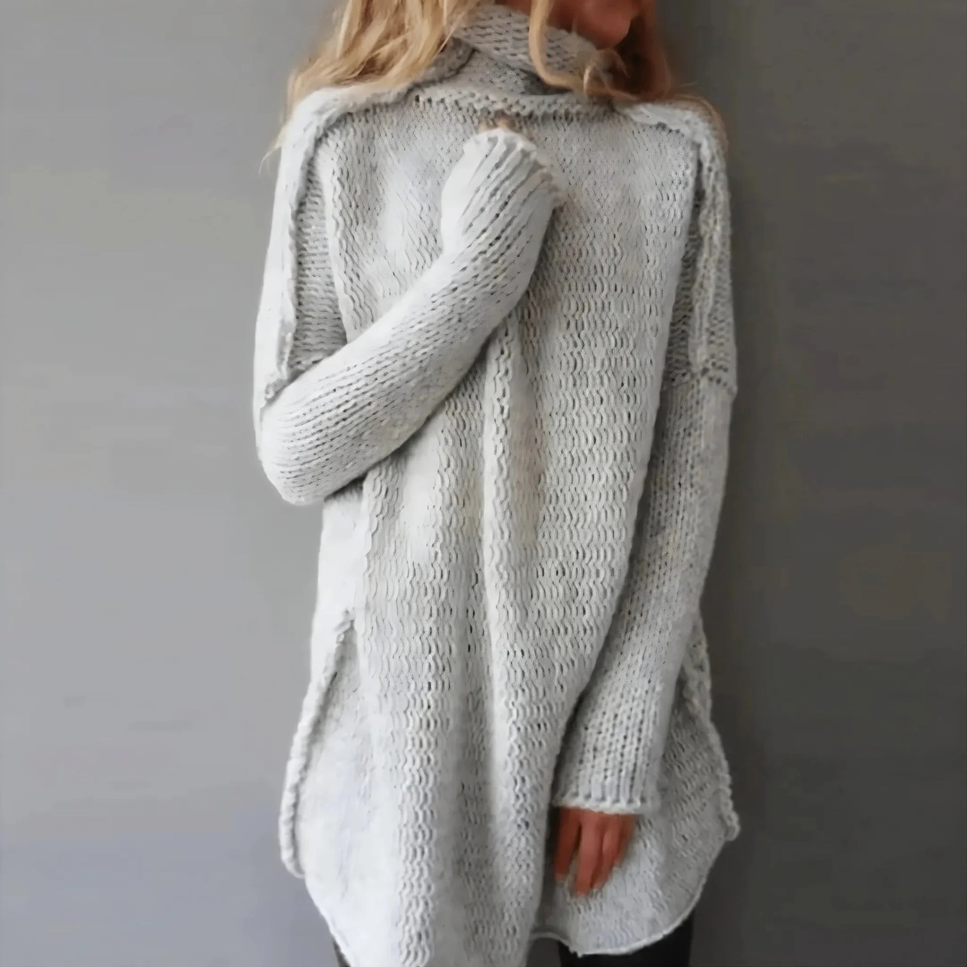 Maglione dolcevita lavorato a mano da donna - Maglione lavorato a maglia comodo ed elegante