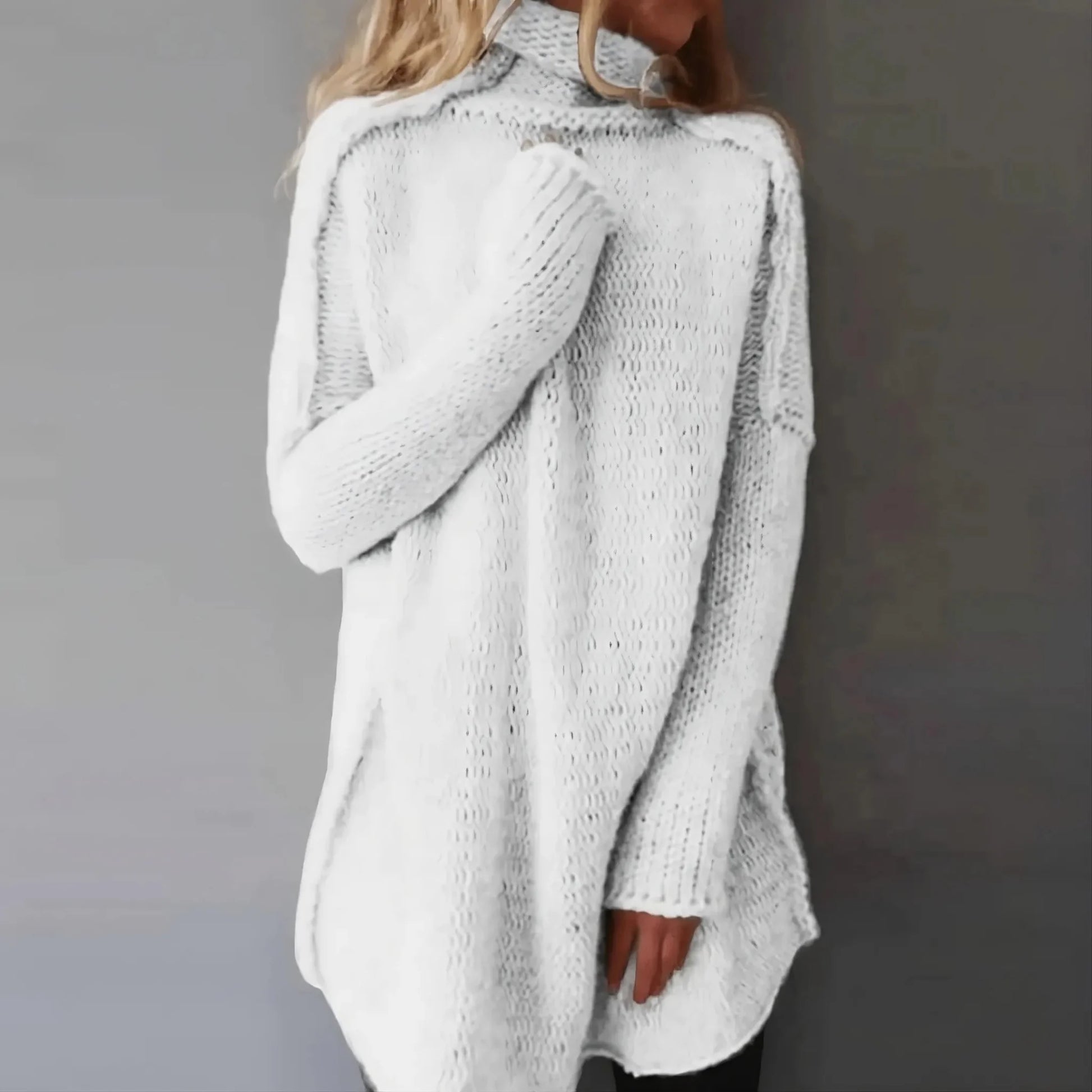 Maglione dolcevita lavorato a mano da donna - Maglione lavorato a maglia comodo ed elegante