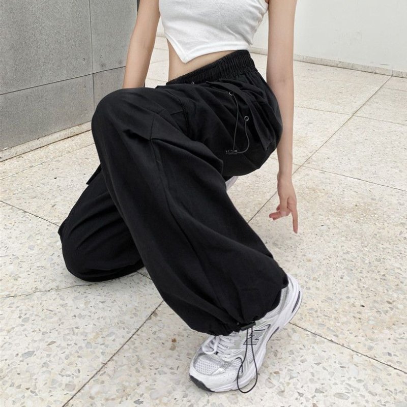 Pantaloni cargo a vita alta da donna con tasche multiple - Pantaloni casual a gamba larga