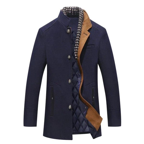 Cappotto in misto lana da uomo – Cappotto invernale spesso con doppio collo