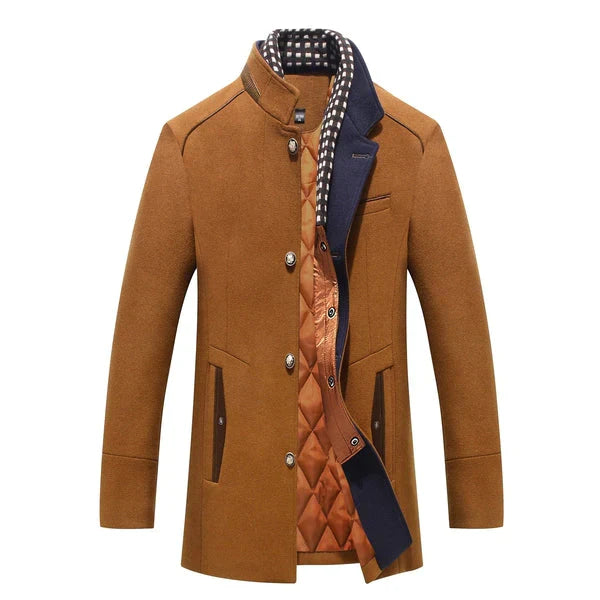 Cappotto in misto lana da uomo – Cappotto invernale spesso con doppio collo