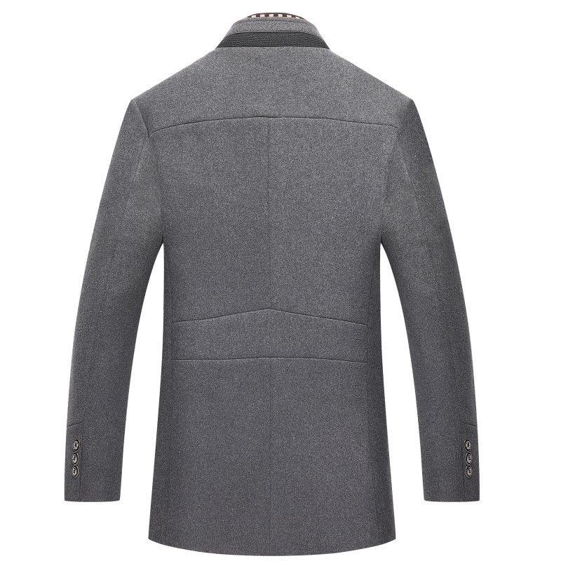 Cappotto in misto lana da uomo – Cappotto invernale spesso con doppio collo